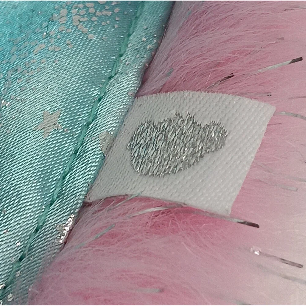 Build a Bear Pink Blue Snowflake Cape Silver Sparkle Bonus Collar Bone Tag